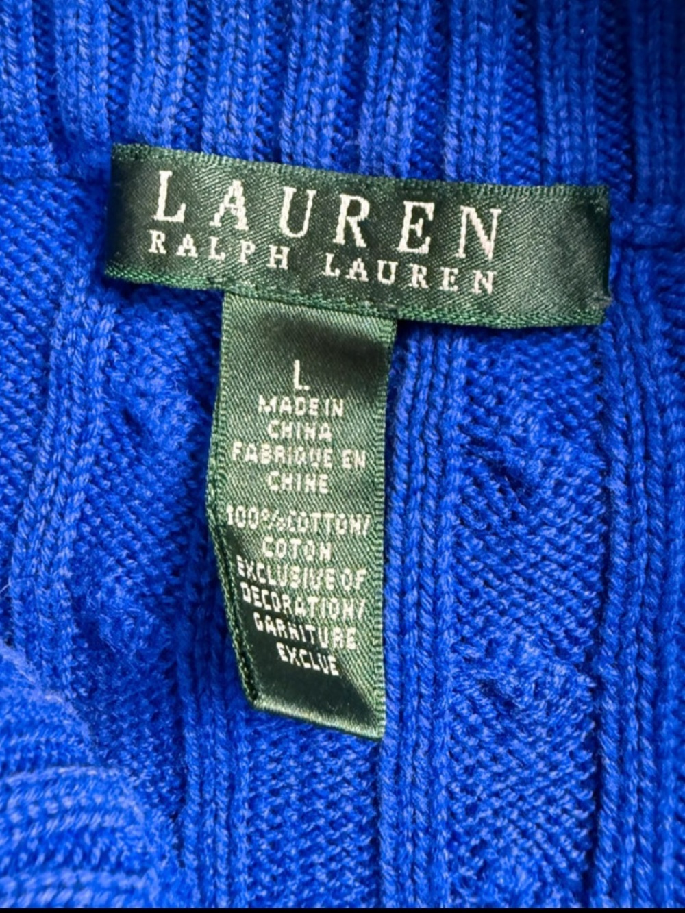 Ralph Lauren Women’s Cable-Knit Zip Cardigan in Royal Blue with Gold Zippers - Picture 5 of 5